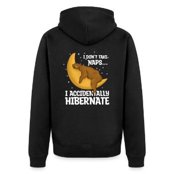 Bear - Unisex Premium Organic Zip Hoodie - black - Back - Nico (187cm)