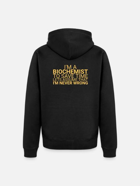 "Biochemist Time | Biochemistry" - Unisex Premium Organic Zip Hoodie - black