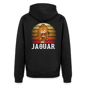 Jaguar - Unisex Premium Bio Zip Hoodie - Schwarz - Hinten - Nico (187cm)