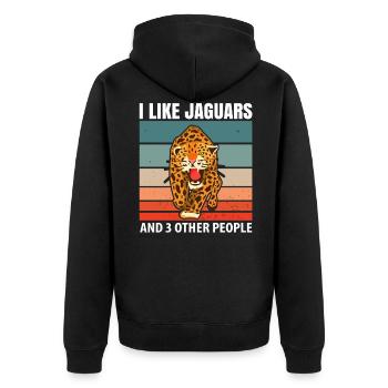 Jaguar - Unisex Premium Bio Zip Hoodie - Schwarz - Hinten - Nico (187cm)