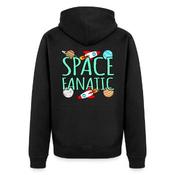 Space - Unisex Premium Organic Zip Hoodie - black - Back - Nico (187cm)