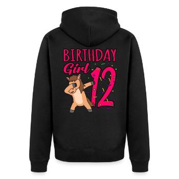 12e anniversaire - Veste à capuche bio Premium Unisexe - noir - Dos - Nico (187cm)
