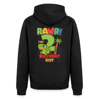 2. Geburtstag - Unisex Premium Bio Zip Hoodie - Schwarz - Hinten - Nico (187cm)