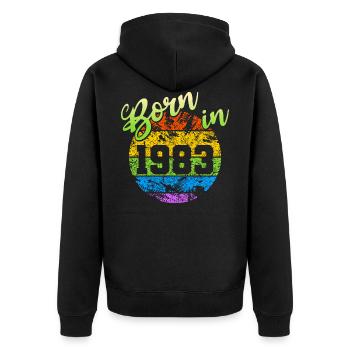 Né en 1983 - Veste à capuche bio Premium Unisexe - noir - Dos - Nico (187cm)