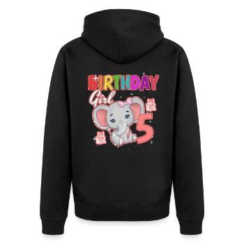 Geburtstag 5 - Unisex Premium Bio Zip Hoodie - Schwarz - Hinten - Nico (187cm)