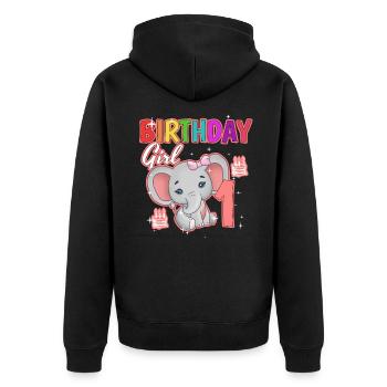 Geburtstag 1 - Unisex Premium Bio Zip Hoodie - Schwarz - Hinten - Nico (187cm)