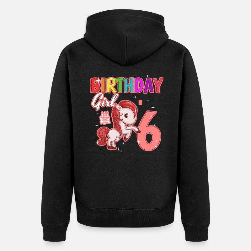 Anniversaire 6 - Veste à capuche bio Premium Unisexe - noir