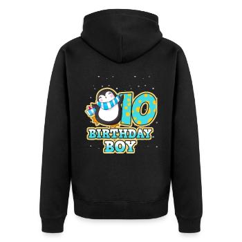 Geburtstag 10 - Unisex Premium Bio Zip Hoodie - Schwarz - Hinten - Nico (187cm)