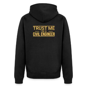 Civil Engineer Trust | Civil Engineering" - Unisex Premium Organic Zip Hoodie - black - Back - Nico (187cm)