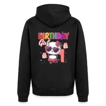 Birthday child 1 panda - Unisex Premium Organic Zip Hoodie - black - Back - Nico (187cm)