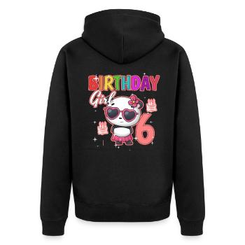 Geburtstag 6 - Unisex Premium Bio Zip Hoodie - Schwarz - Hinten - Nico (187cm)