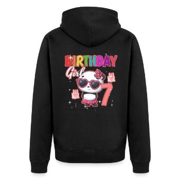 Geburtstag 7 - Unisex Premium Bio Zip Hoodie - Schwarz - Hinten - Nico (187cm)