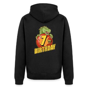 7. Geburtstag - Unisex Premium Bio Zip Hoodie - Schwarz - Hinten - Nico (187cm)