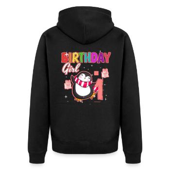 Geburtstag 1 - Unisex Premium Bio Zip Hoodie - Schwarz - Hinten - Nico (187cm)