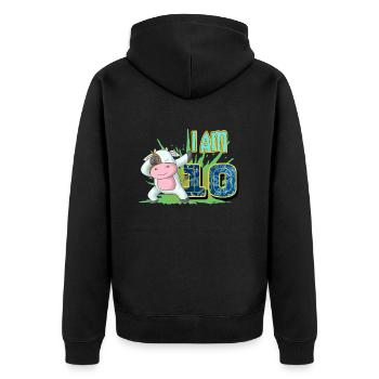 10. Geburtstag Dabbing Cow - Unisex Premium Bio Zip Hoodie - Schwarz - Hinten - Nico (187cm)