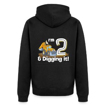 Geburtstag 2 - Unisex Premium Bio Zip Hoodie - Schwarz - Hinten - Nico (187cm)