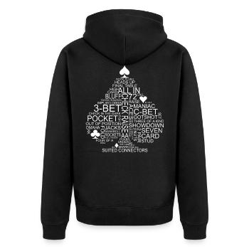 Pik Poker - Unisex Premium Bio Zip Hoodie - Schwarz - Hinten - Nico (187cm)