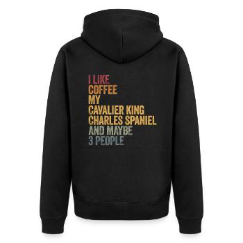 Café et mon épagneul Cavalier King Charles - Veste à capuche bio Premium Unisexe - noir - Dos - Nico (187cm)