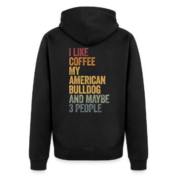 Le café et mon bouledogue américain - Veste à capuche bio Premium Unisexe - noir - Dos - Nico (187cm)