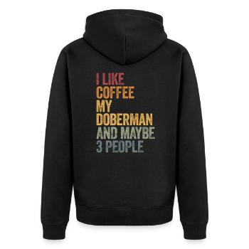 Le café et mon doberman dobermann - Veste à capuche bio Premium Unisexe - noir - Dos - Nico (187cm)