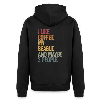 Coffee and my beagle Kaffee - Unisex Premium Organic Zip Hoodie - black - Back - Nico (187cm)