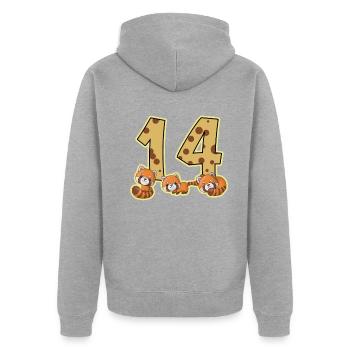 14 Geburtstag Roter Panda - Unisex Premium Bio Zip Hoodie - Grau meliert - Hinten - Nico (187cm)
