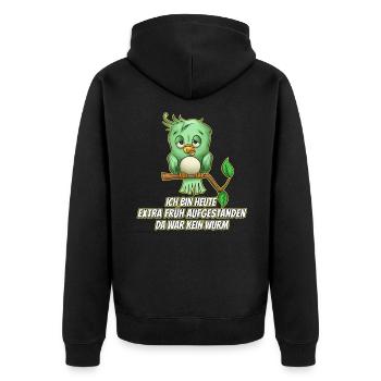 Früher Vogel Wurm Aufstehen schlafen - Unisex Premium Bio Zip Hoodie - Schwarz - Hinten - Nico (187cm)