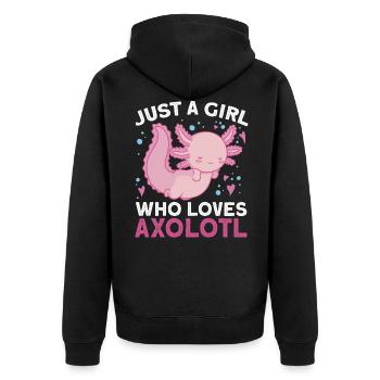Axolotl - Unisex Premium Organic Zip Hoodie - black - Back - Nico (187cm)