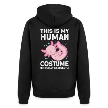 Axolotl - Unisex Premium Organic Zip Hoodie - black - Back - Nico (187cm)