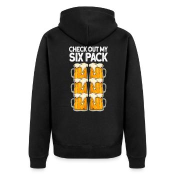 Bier - Unisex Premium Bio Zip Hoodie - Schwarz - Hinten - Nico (187cm)