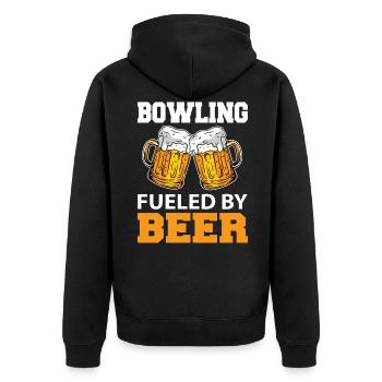 Bier - Unisex Premium Bio Zip Hoodie - Schwarz - Hinten - Nico (187cm)