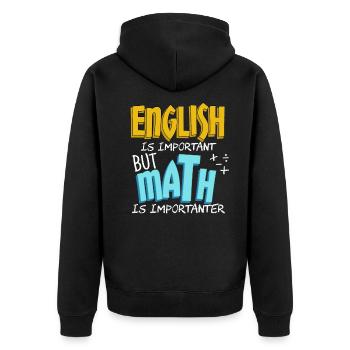 Englisch Mathe - Unisex Premium Bio Zip Hoodie - Schwarz - Hinten - Nico (187cm)