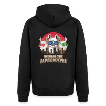 Alpaca - Unisex Premium Organic Zip Hoodie - black - Back - Nico (187cm)