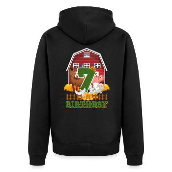 7. Geburtstag - Unisex Premium Bio Zip Hoodie - Schwarz - Hinten - Nico (187cm)