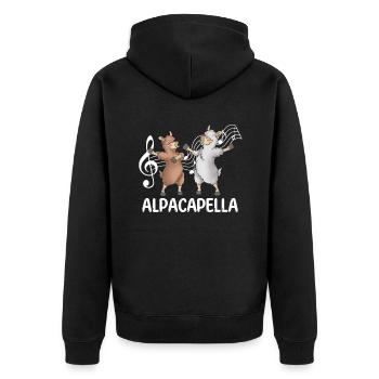 Alpaka - Unisex Premium Bio Zip Hoodie - Schwarz - Hinten - Nico (187cm)