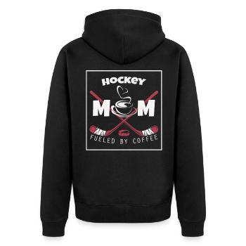 Hockey mama kaffee liebhaber geschenk - Unisex Premium Bio Zip Hoodie - Schwarz - Hinten - Nico (187cm)