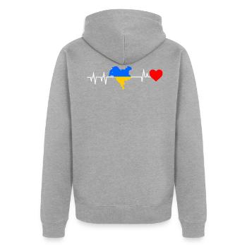Kiew Herzschlag Geschenk - Unisex Premium Bio Zip Hoodie - Grau meliert - Hinten - Nico (187cm)