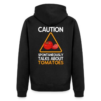 Gemüsegarten Tomate Geschenk - Unisex Premium Bio Zip Hoodie - Schwarz - Hinten - Nico (187cm)