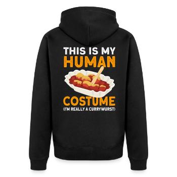 Currywurst Edible Sausage Gift - Unisex Premium Organic Zip Hoodie - black - Back - Nico (187cm)
