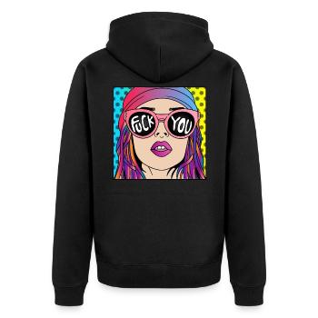 BANDE DESSINÉE POP ART FUCK YOU GIRL - Veste à capuche bio Premium Unisexe - noir - Dos - Nico (187cm)