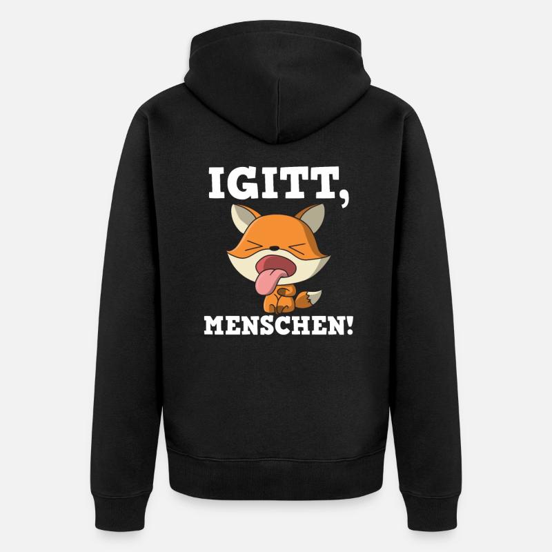 Igitt Menschen - Unisex Premium Bio Zip Hoodie - Schwarz