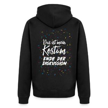 Das ist mein Kostüm Ende der Diskussion Karneval - Unisex Premium Bio Zip Hoodie - Schwarz - Hinten - Nico (187cm)