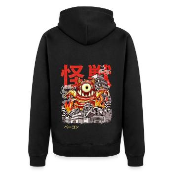 Kaiju Bacon Japanese Anime Monster Eyeball - Unisex Premium Organic Zip Hoodie - black - Back - Nico (187cm)
