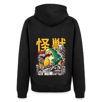Kaiju Avocado Japanisches Anime-Monster - Unisex Premium Bio Zip Hoodie - Schwarz - Hinten - Nico (187cm)