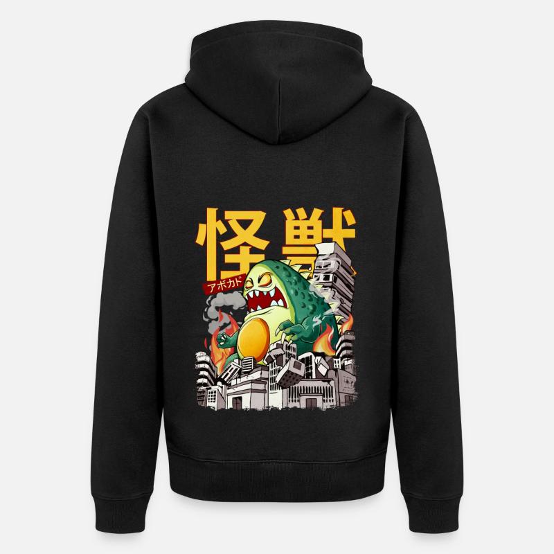 Kaiju Avocado Monstre d’anime japonais - Veste à capuche bio Premium Unisexe - noir