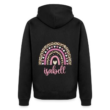 Isabell Regenbogen Name Geburtstag Isabell - Unisex Premium Bio Zip Hoodie - Schwarz - Hinten - Nico (187cm)