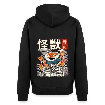 Kaiju Sushi Japanisch Anime Monster - Unisex Premium Bio Zip Hoodie - Schwarz - Hinten - Nico (187cm)