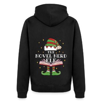 Le roman Nerd Elf Book Reading - Veste à capuche bio Premium Unisexe - noir - Dos - Nico (187cm)