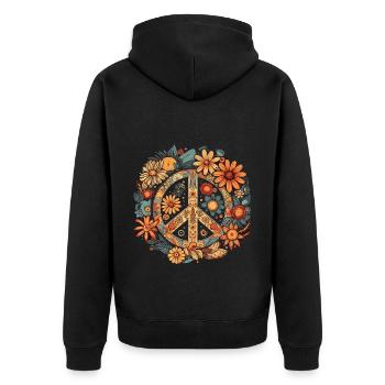 Costume Hippie Signe de la Paix - Veste à capuche bio Premium Unisexe - noir - Dos - Nico (187cm)