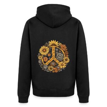 Costume Hippie Signe de la Paix - Veste à capuche bio Premium Unisexe - noir - Dos - Nico (187cm)